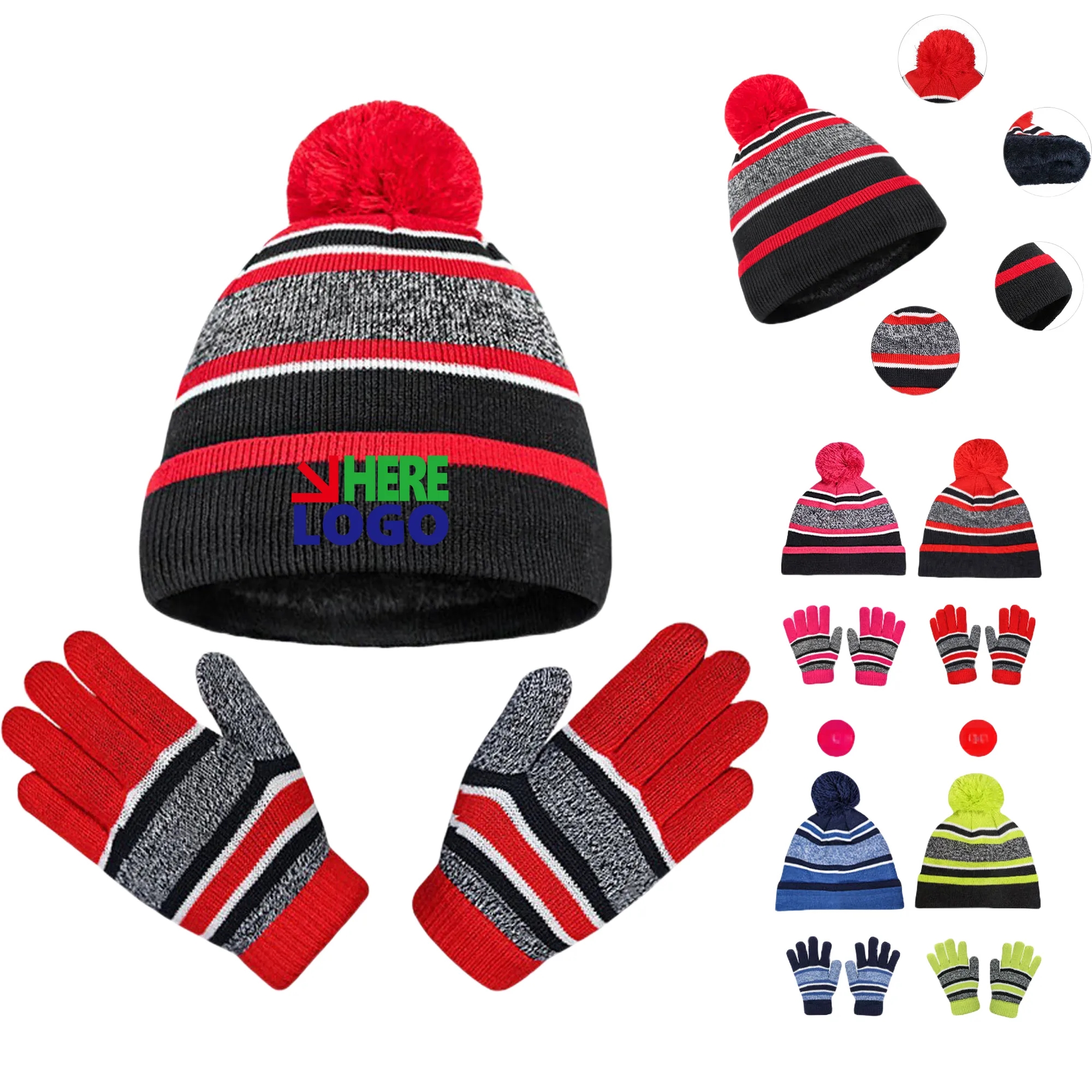 Kids Winter Warm Knitted Hats And Gloves 3