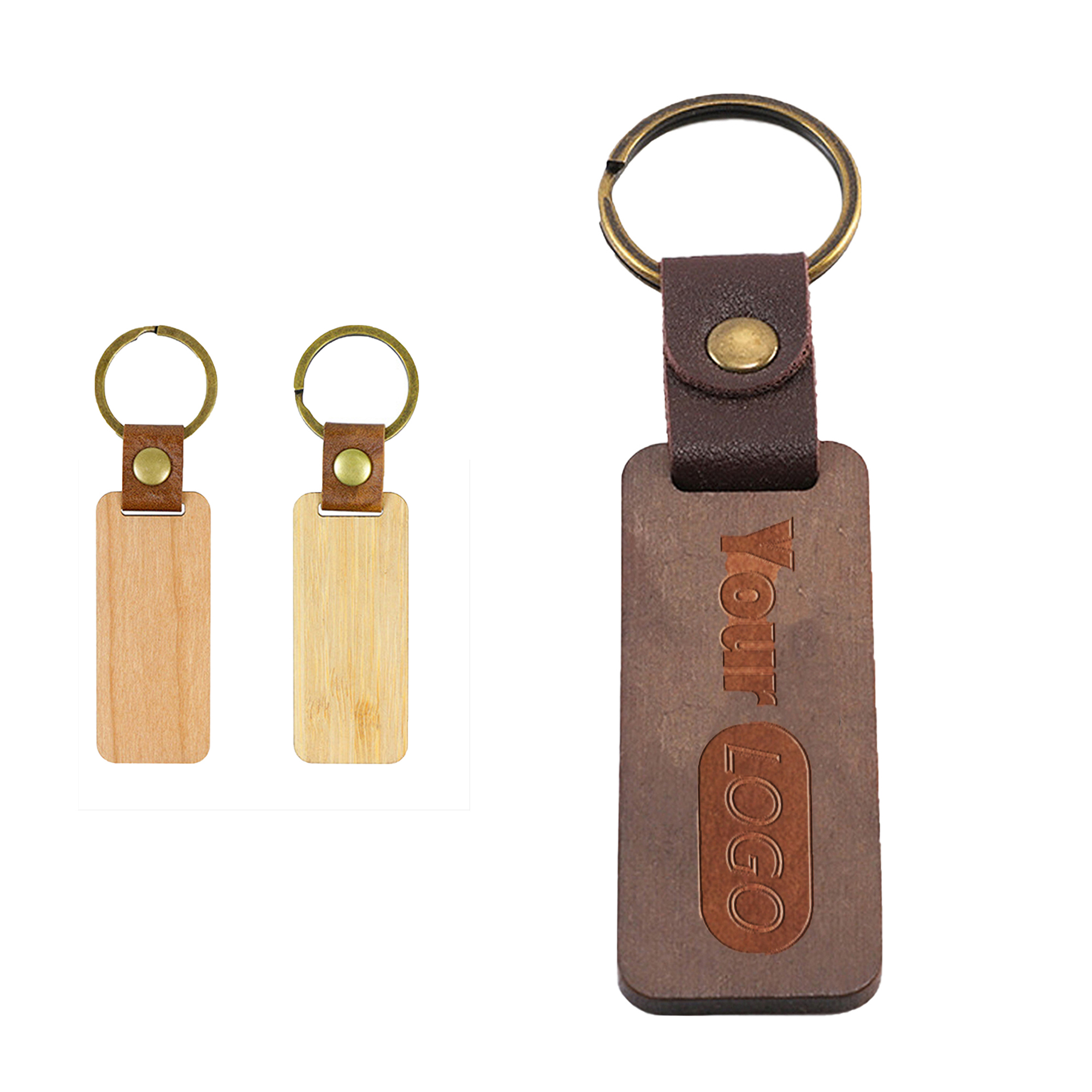 Custom Wood & Leather Keychain 4