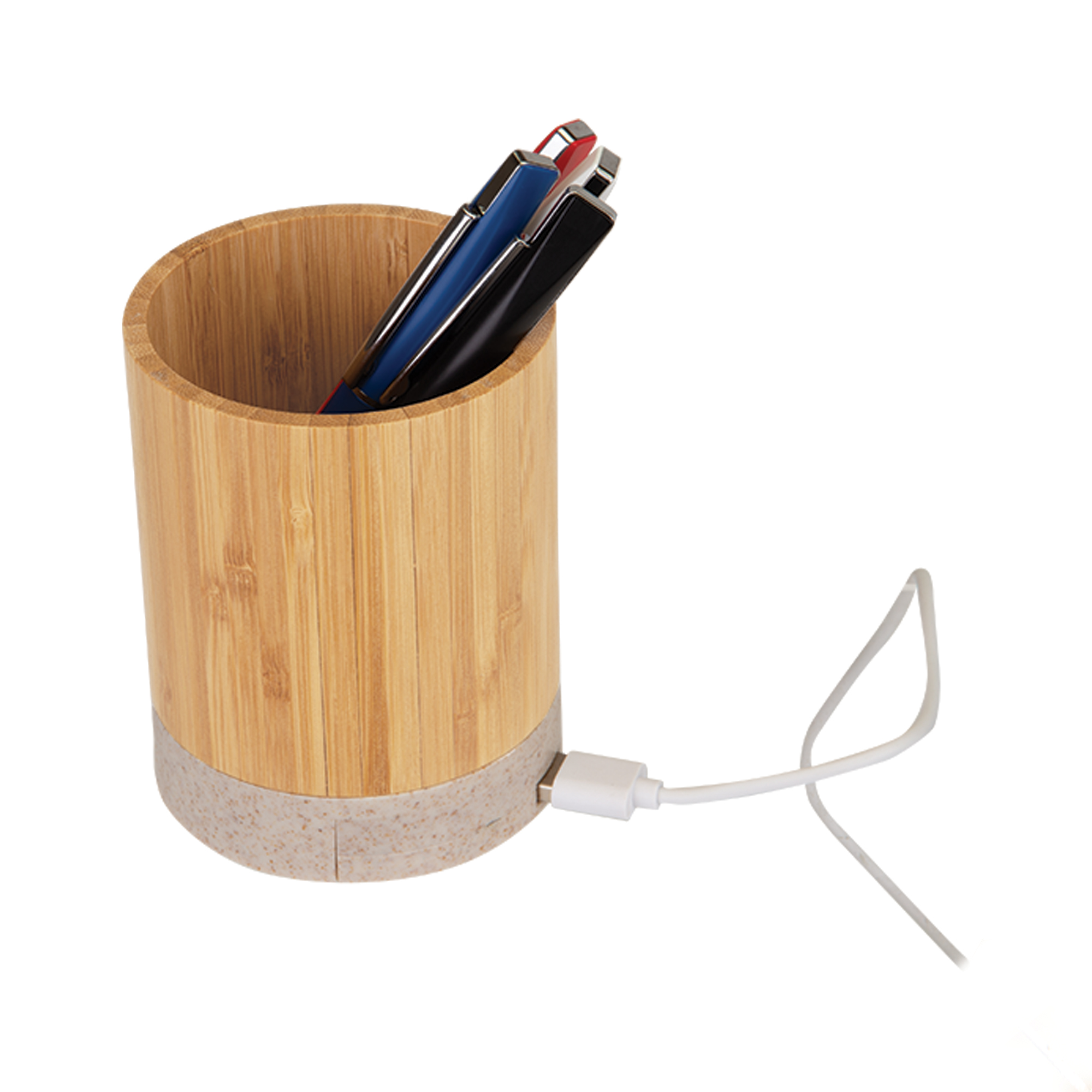 Bamboo Pen Cup w/ 10W Wireless Charger 2