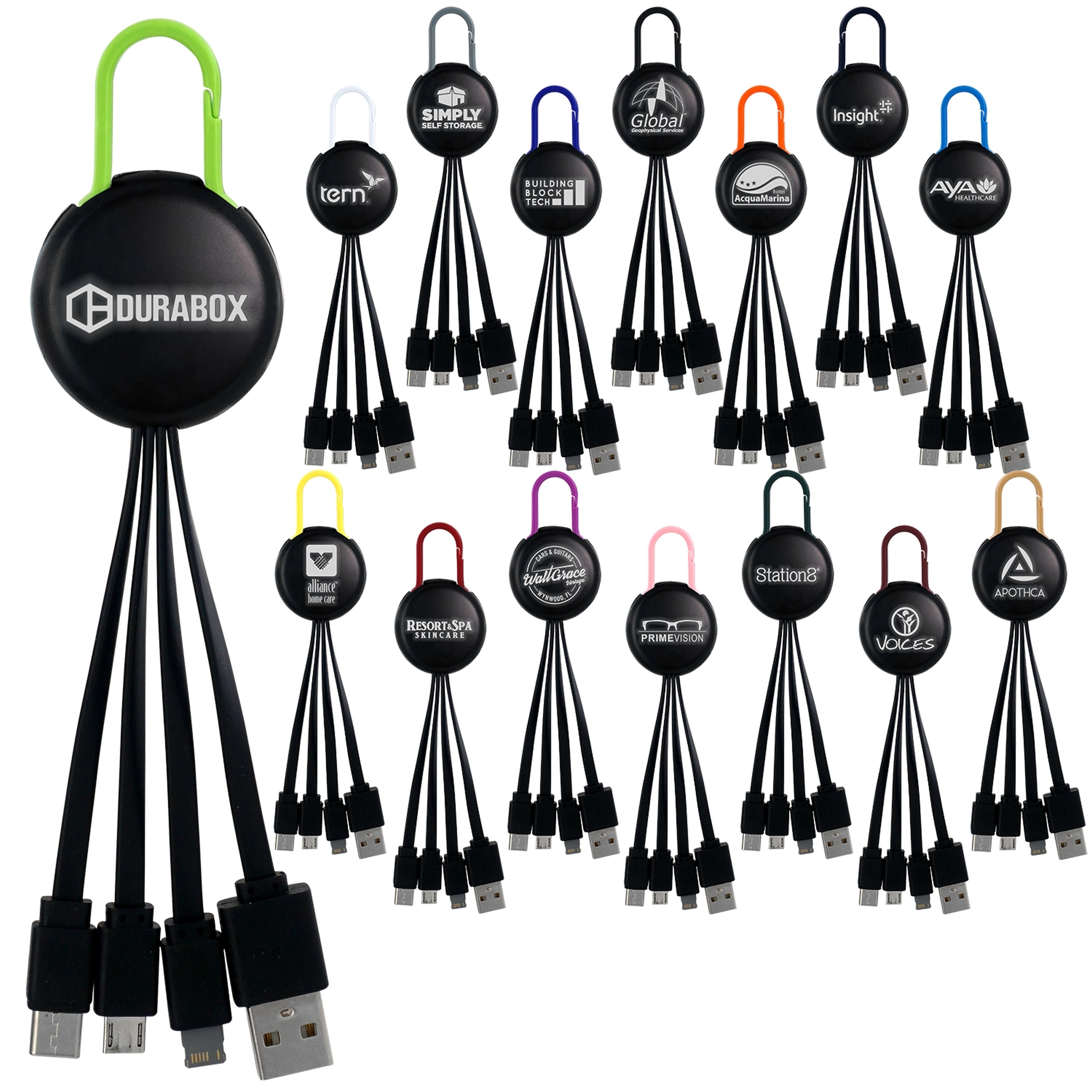 LIGHT UP LOGO CLIP 3 IN 1 CHARGING CABLE
