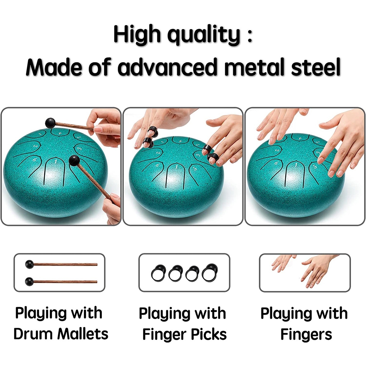 Alloy Steel Tongue Drum 8 Notes 6 Inches Handpan Drums 8