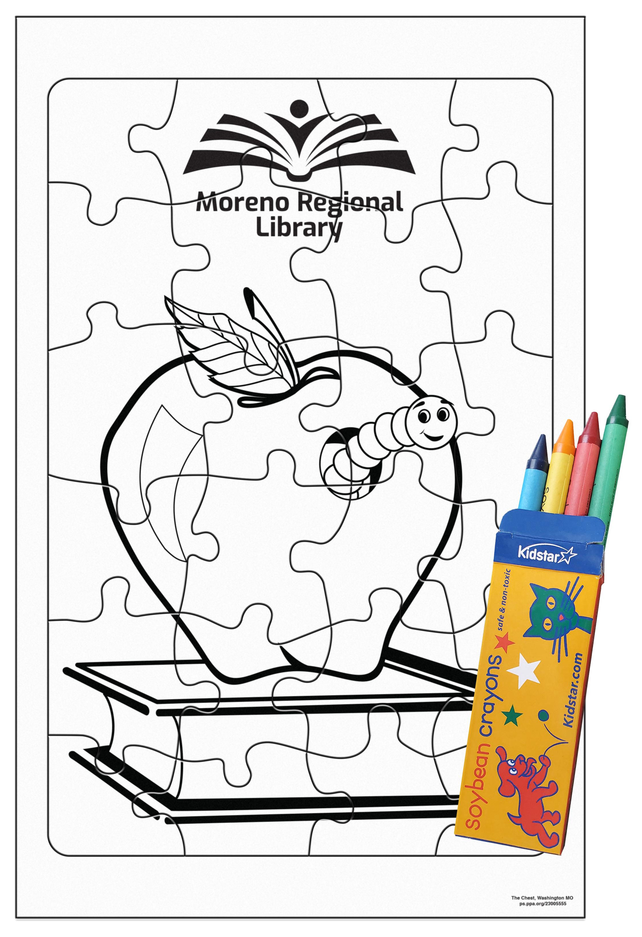 24 Pieces - 10 1/2" x 6 5/8" Coloring Tray Puzzle - Bookworm 2