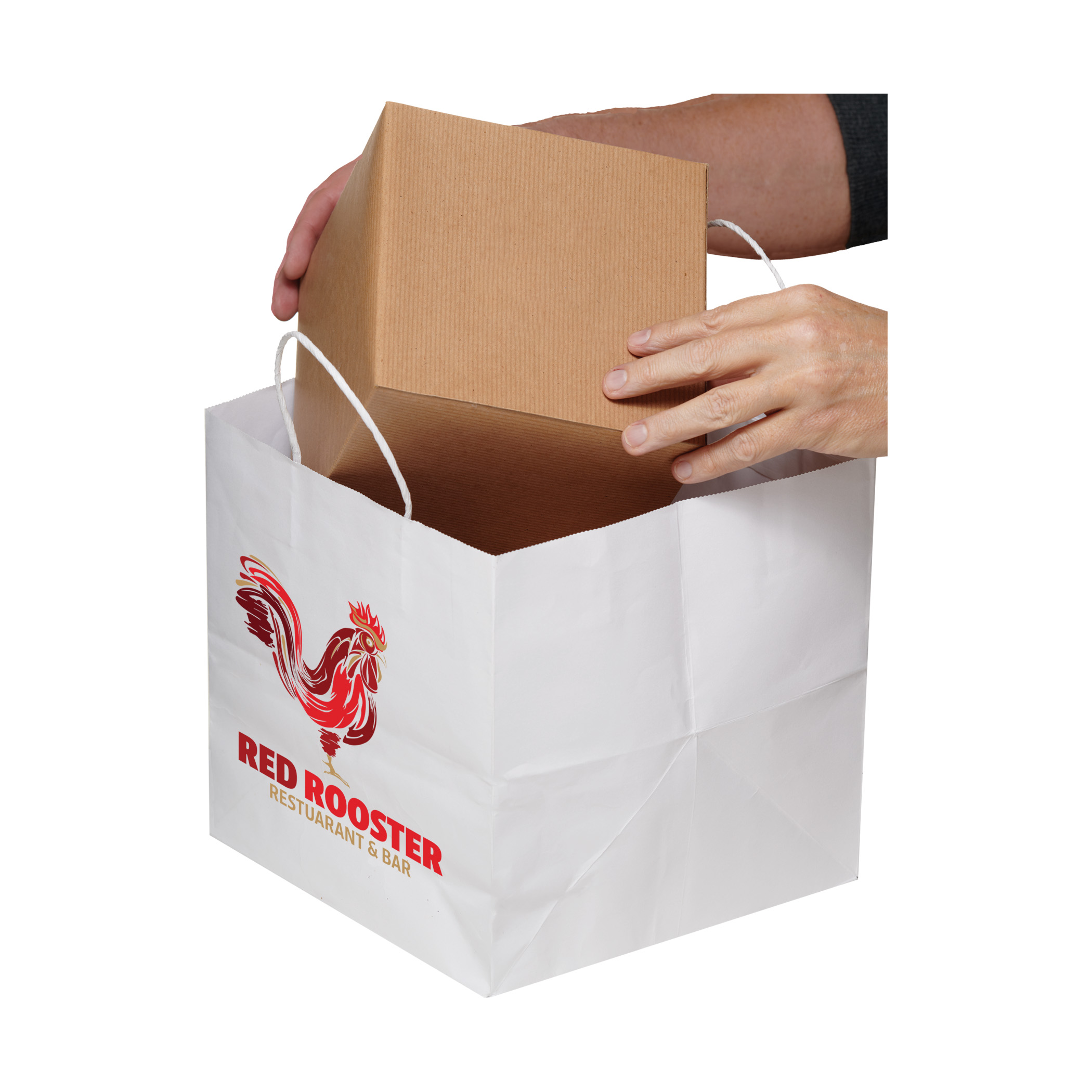 White Kraft Paper Shopper with Twisted Paper Handles 2