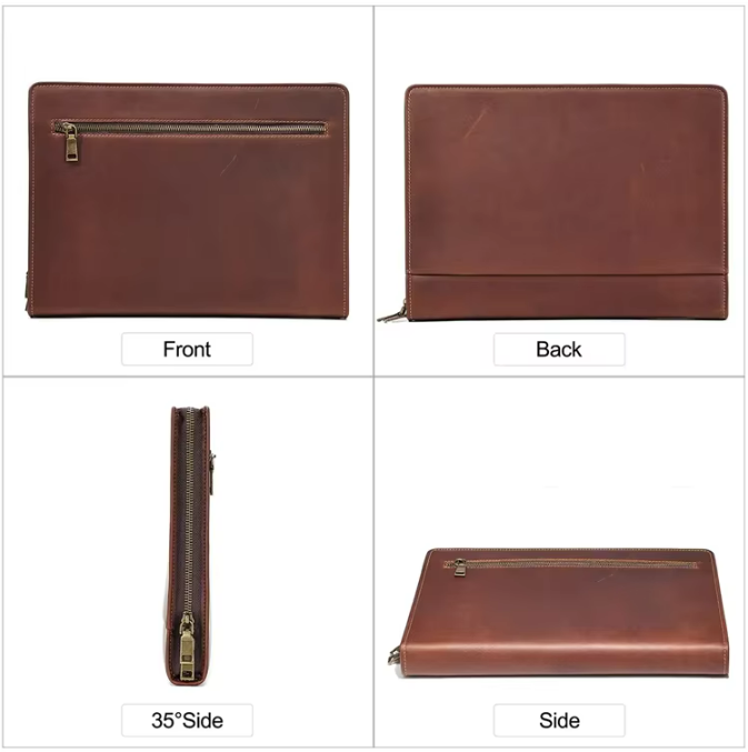 12.9inch Pad Holder Padfolio Bag Genuine Leather Case 4