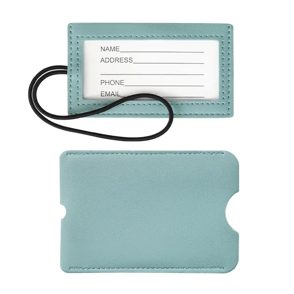 Vegan Leather Luggage Tag with Loop Strap 6