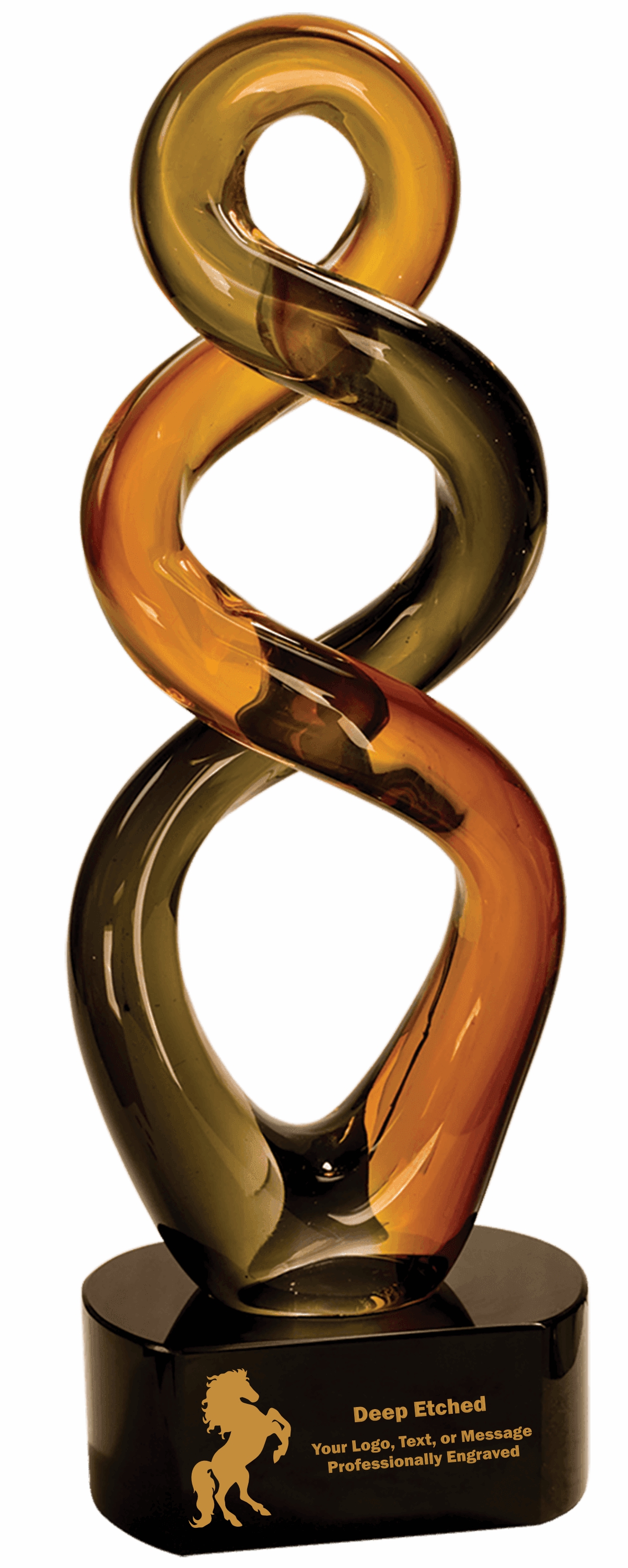 13 1/2" Brown Twist Art Glass Award