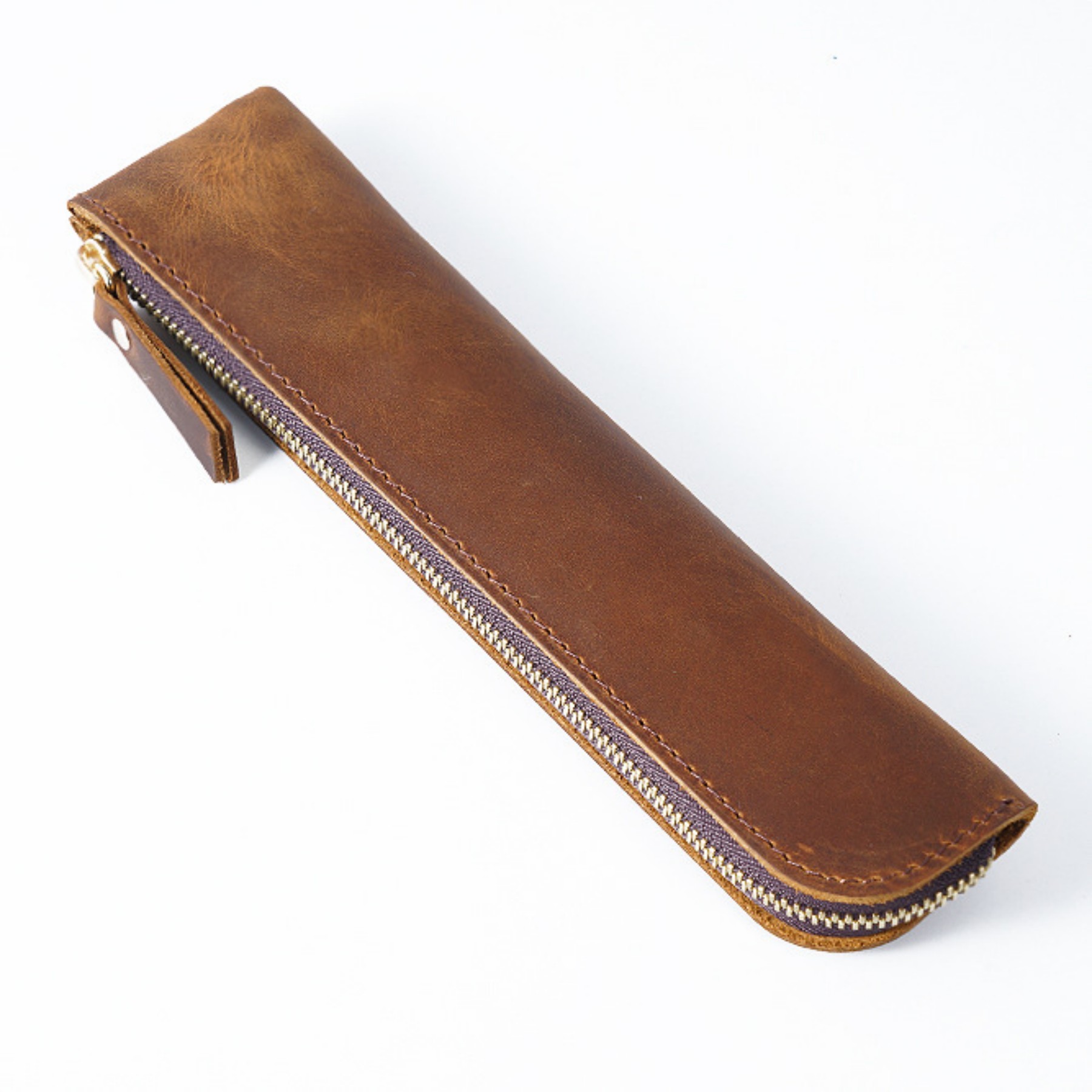 Genuine Leather Zipper Pencil Case 2