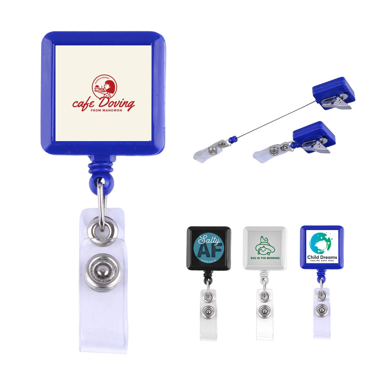 Square Retractable Badge Reel Holder 1