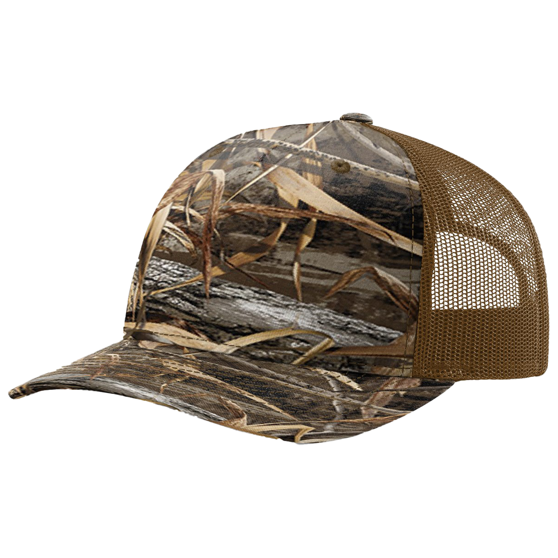 Richardson 112PFP Printed 5-Panel Snapback Trucker Hat w/Leatherette Adhesive Patches or Embroidery 10