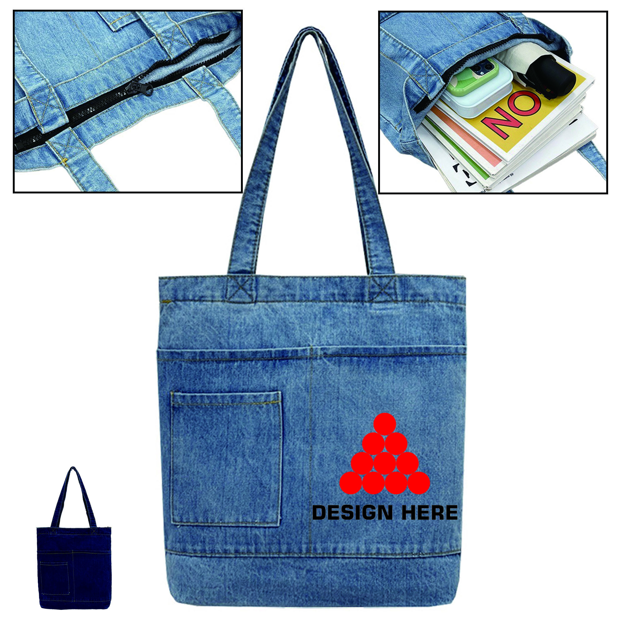 Casual Denim Tote Bag Full Color 3