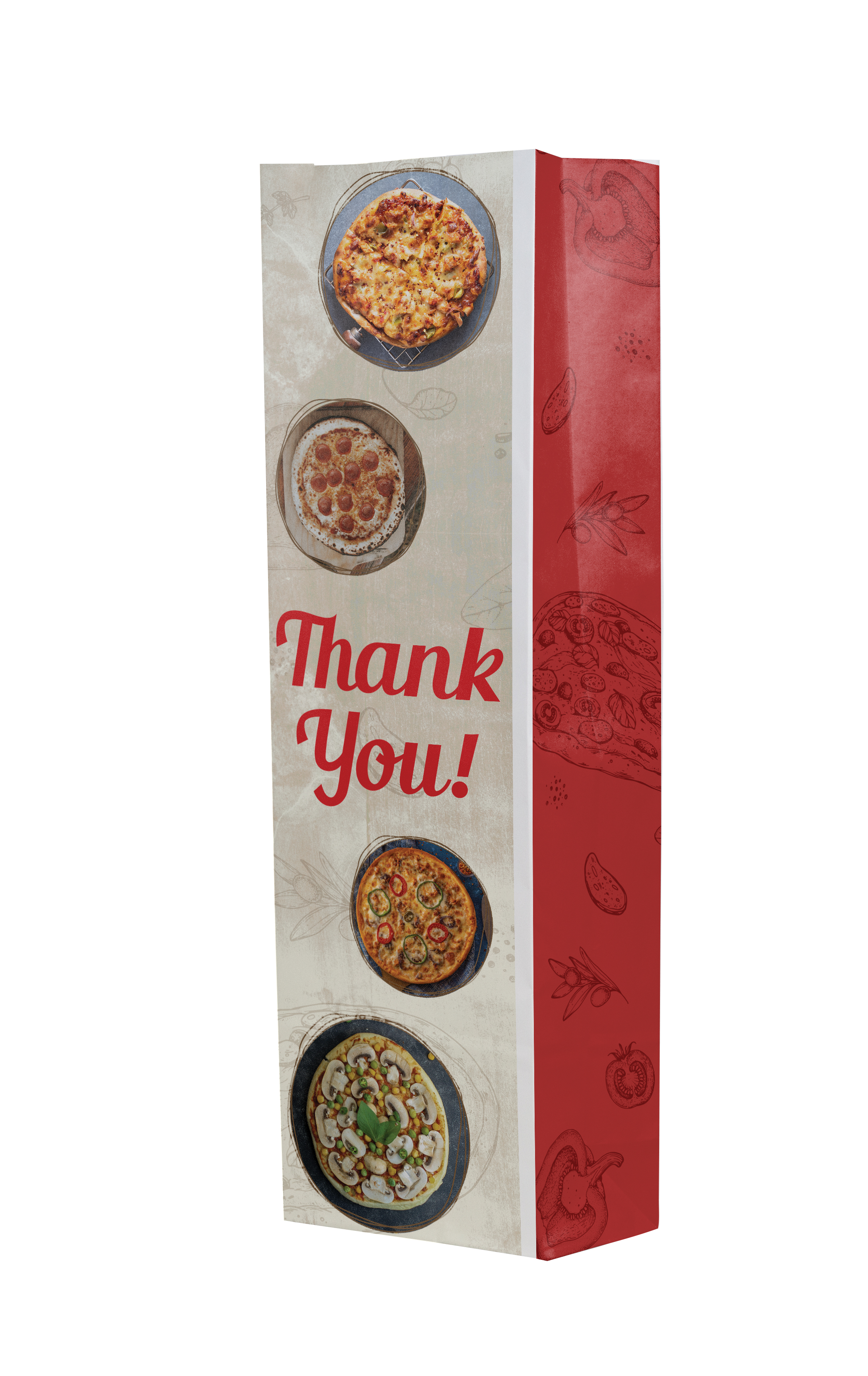 SOS #4XL Multi-Sided Full Color Food Safe Paper Bags (5" x 16" x 3.125")