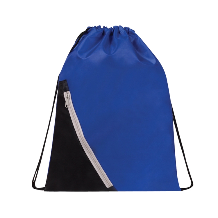 210D nylon front zipper pocket drawstring cinch backpack 3