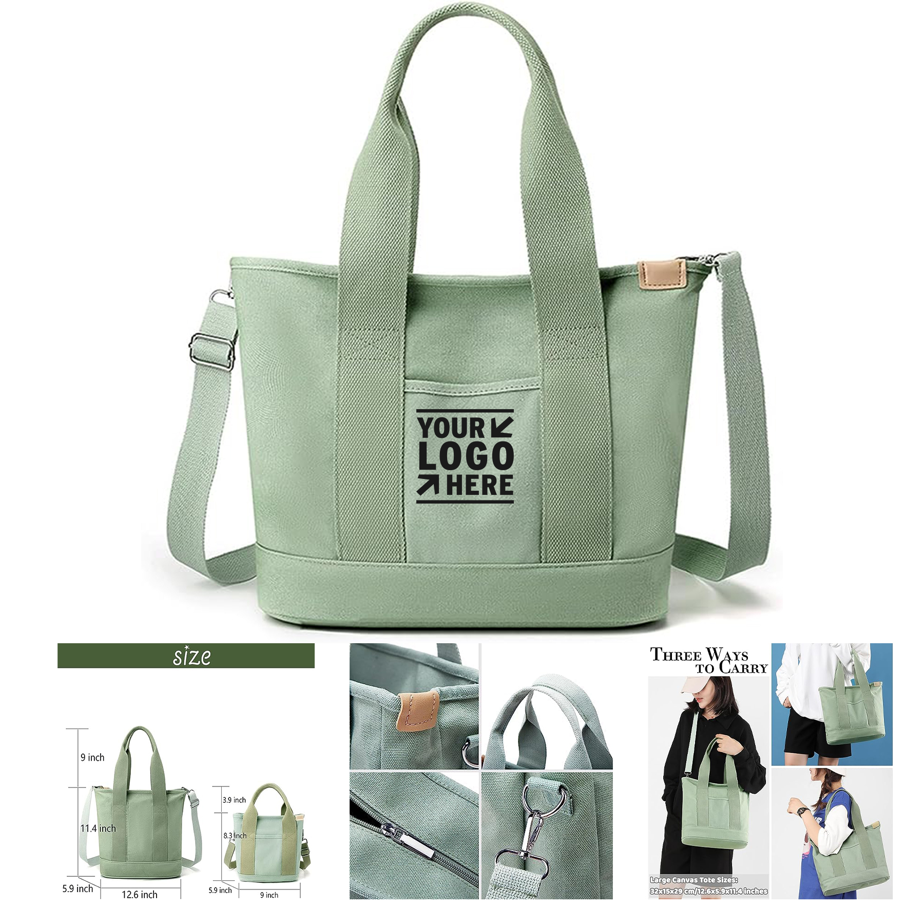 Women Crossbody Shoulder Small Large Canvas Tote Bags with Pocket