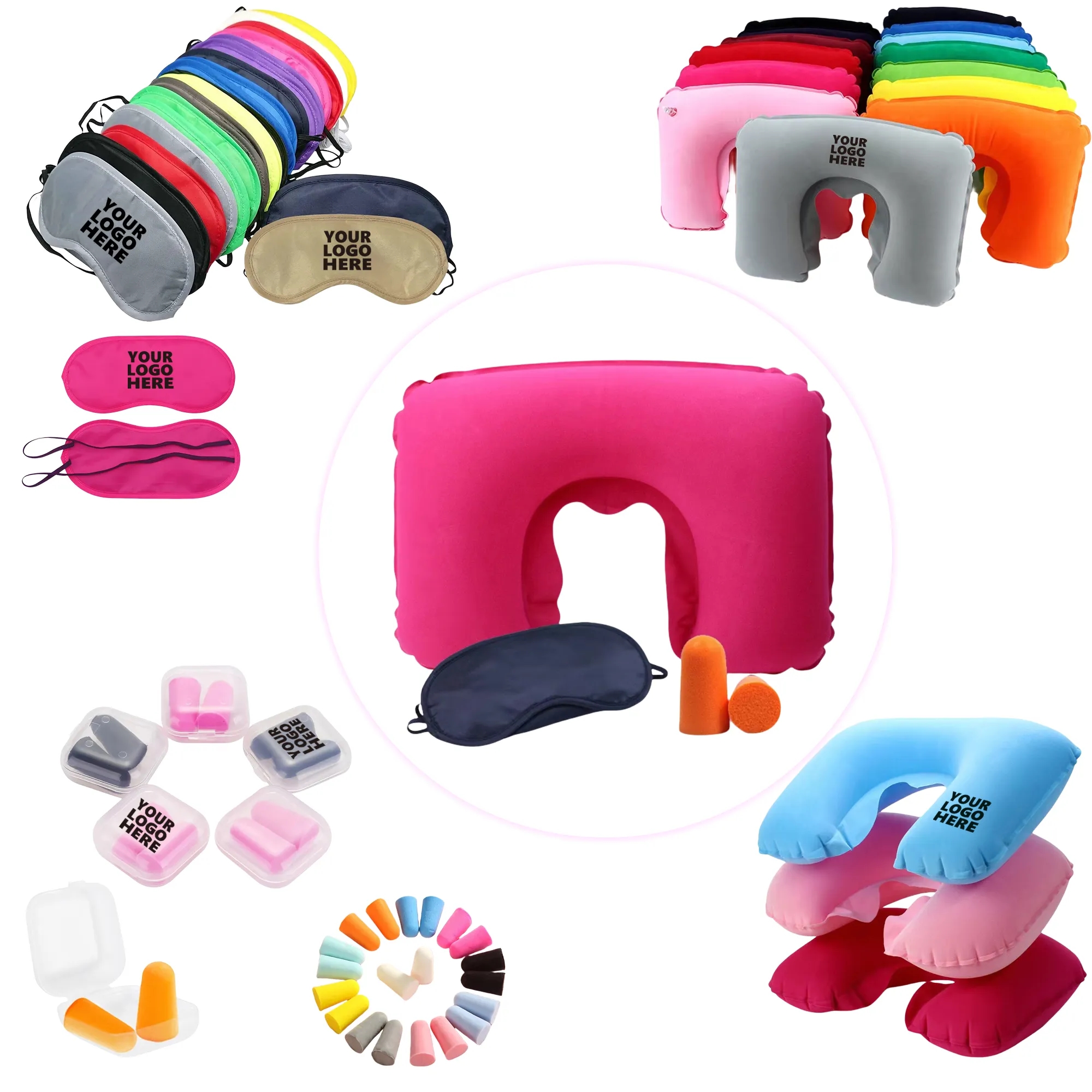 Travel Neck Pillow Eye Mask and Ear Plugs Sets MOQ50 4