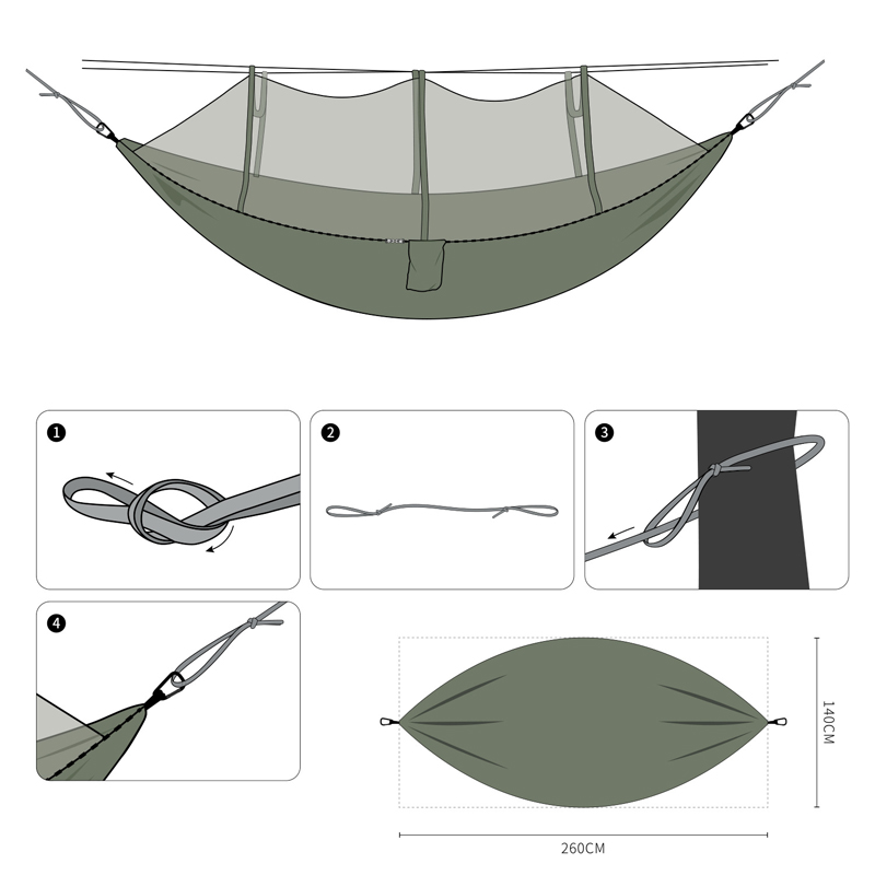 Custom Camping Portable Hammock w/Mosquito Net 9