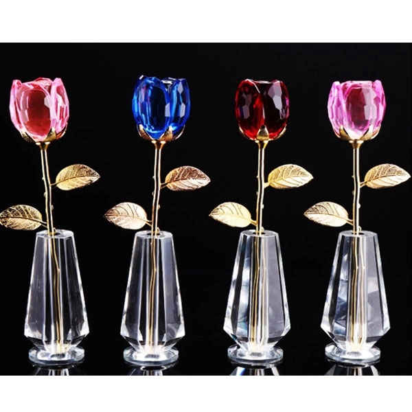 Crystal Rose Flower with Vase Wedding Favors 4