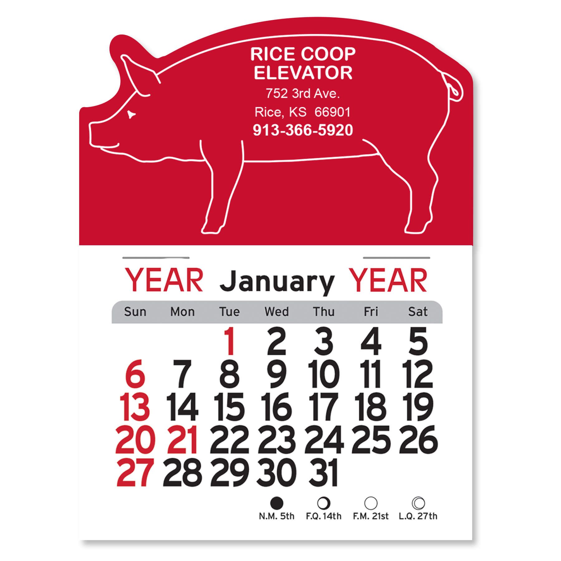 Adhesive Peel-N-Stick® Calendar - Pig 3