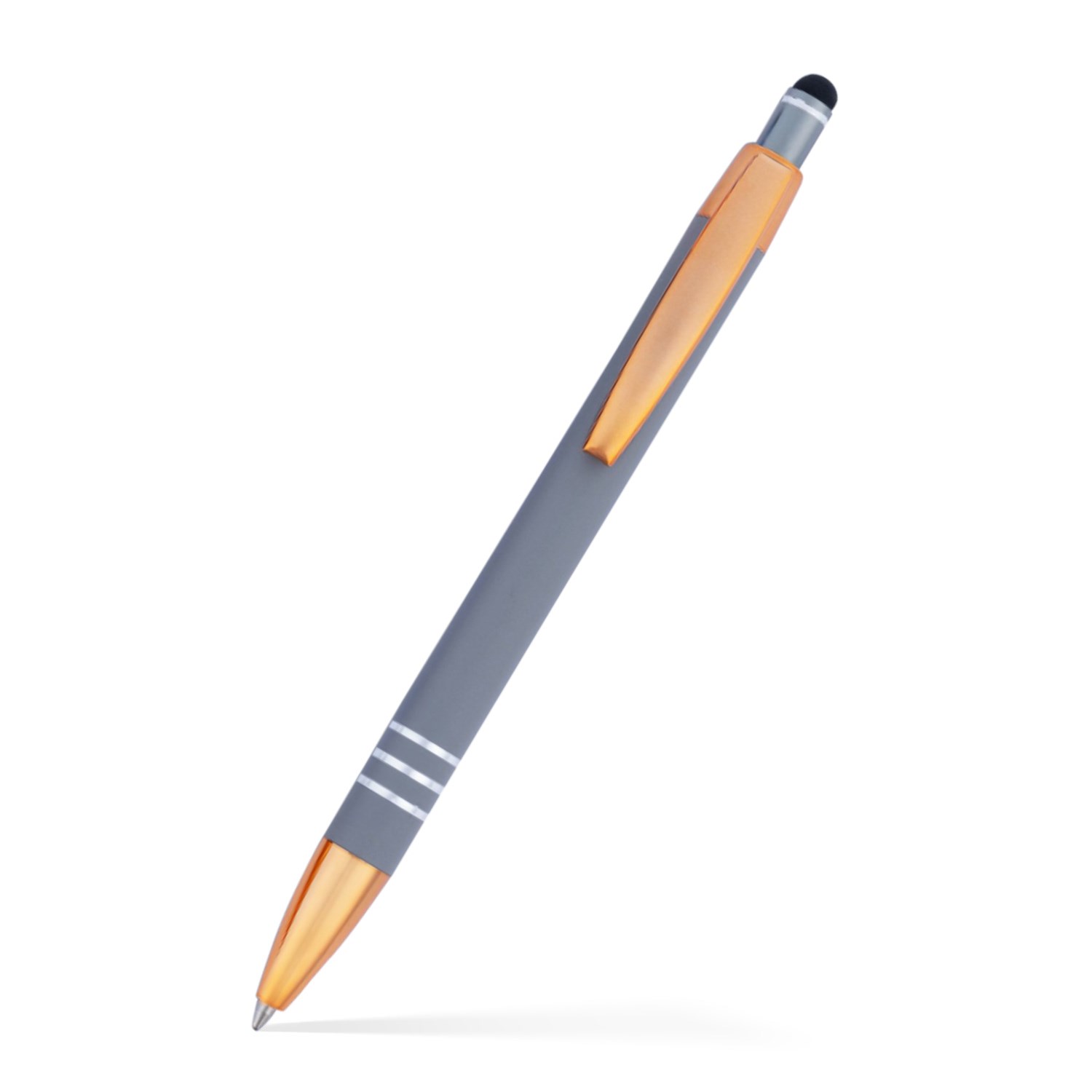Penny Stylus Satin Soft Touch Click Metal Pen - Copper Accents (CLOSEOUT) 17