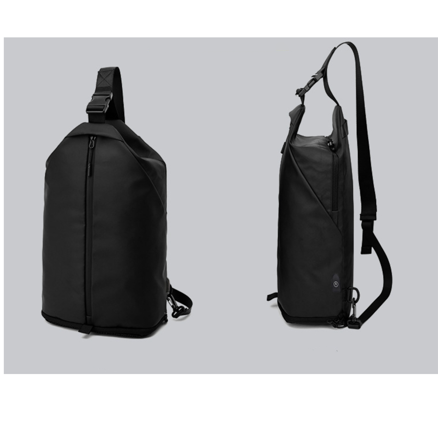 Black Sling Chest Bag W/ Usb Charge Port 3