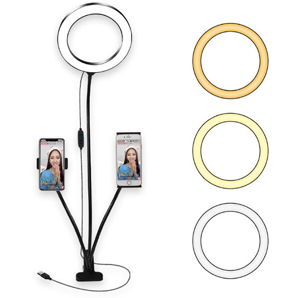 3-in-1 Live Stream Led Light Selfie Ring Cell Phone Holder 2