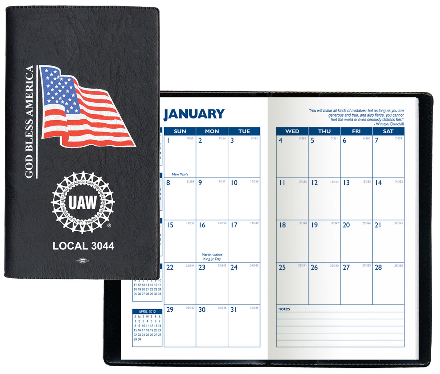 Executive Vinyl Cover w/ Pre-Printed Flag - Monthly Planner (1 Color Insert) 1