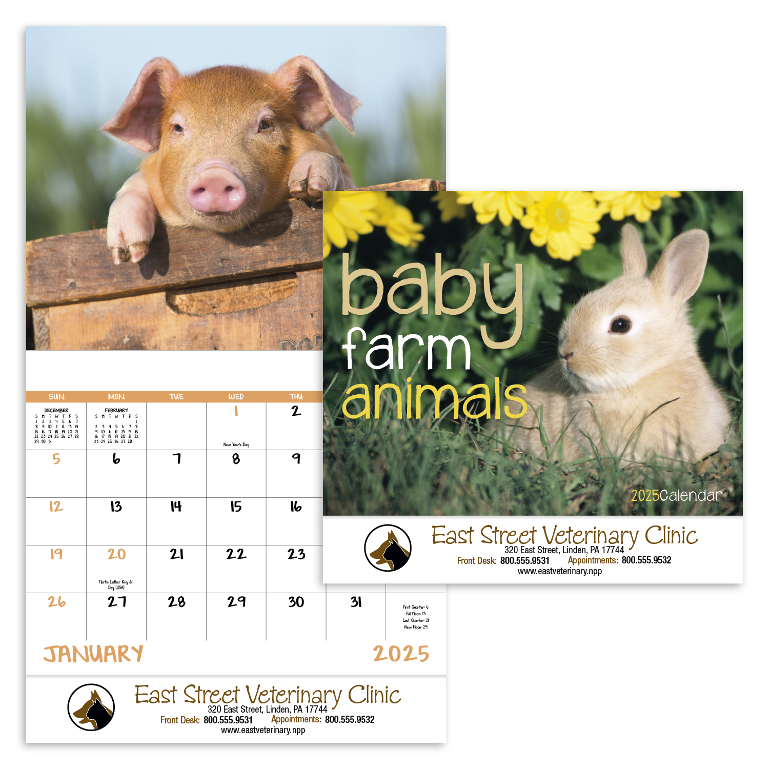 Good Value™ Baby Farm Animals - Stapled Calendar 12