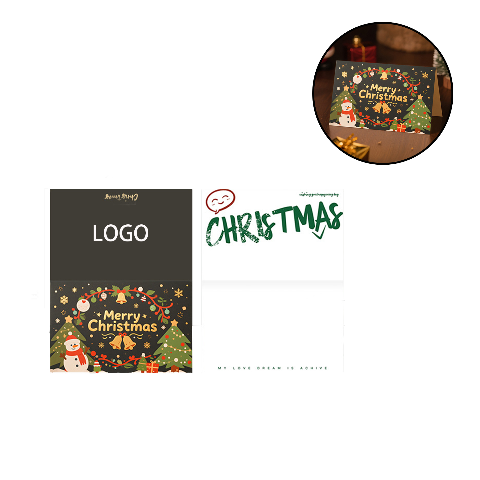 MOQ:500pcs Customizable Christmas Cards 1