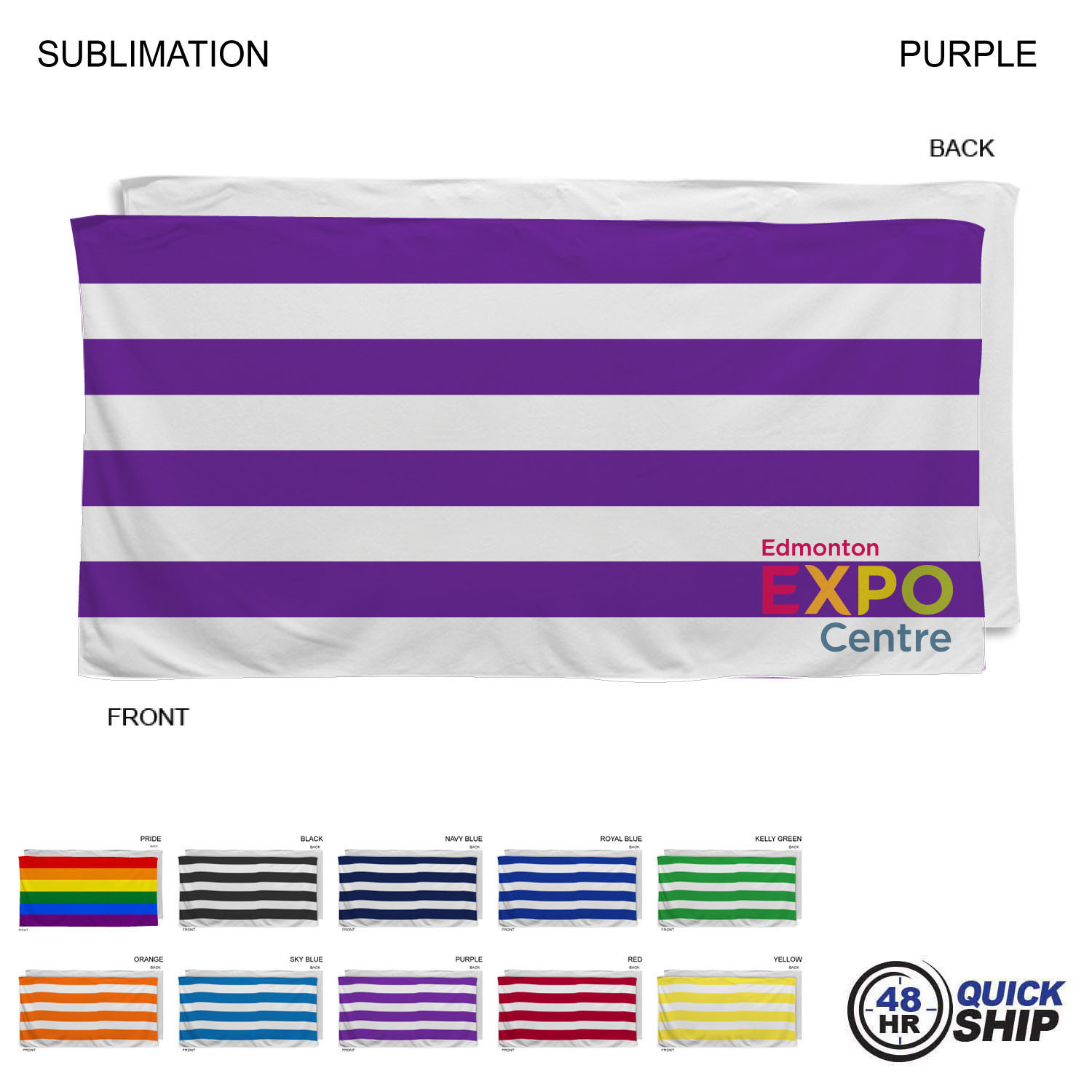 48 Hr Quick Ship - Cabana Stripe Sublimated, Absorbent Microfiber Dri-Lite Terry Beach Towel, 30x60 14