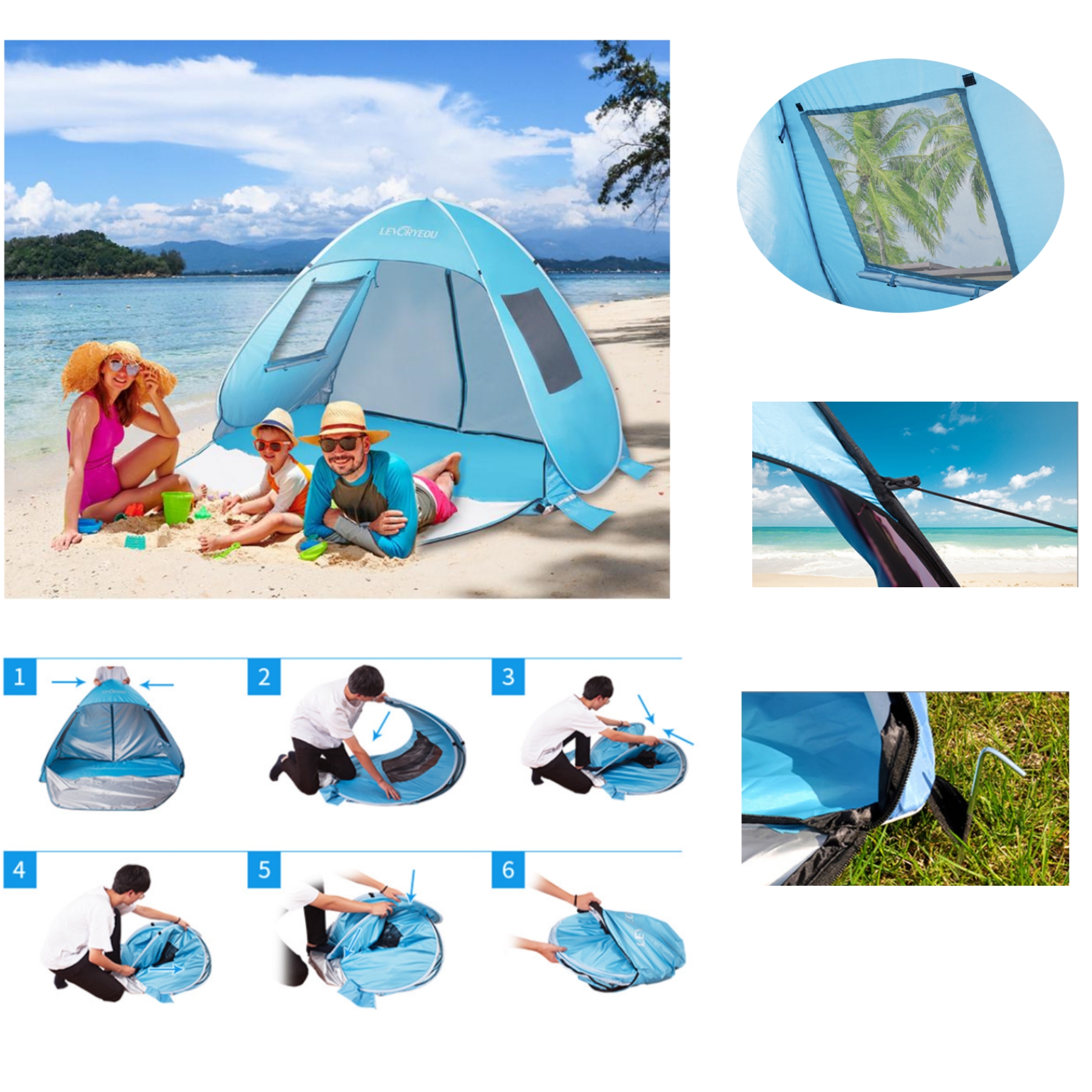 Beach Shade Tent for 3/4 Person 2