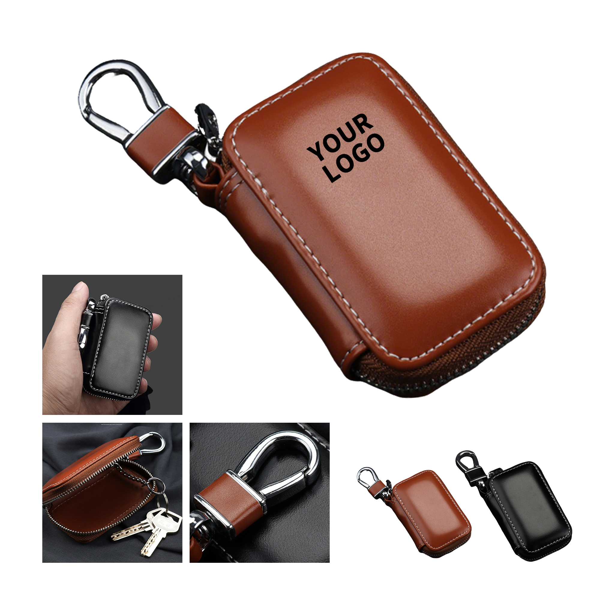 Zipper Key Case With Hanging Hook 4.9" Length X 2.8" Width X 1.1" Height 1