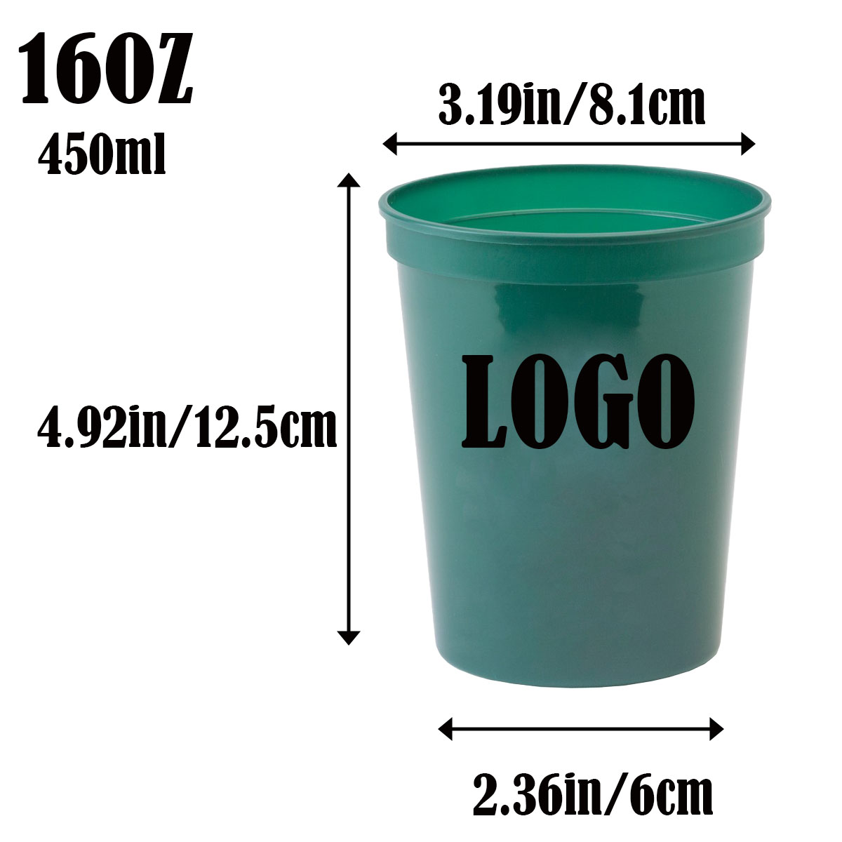 16 oz. Smooth Wall Plastic Stadium Cup 2