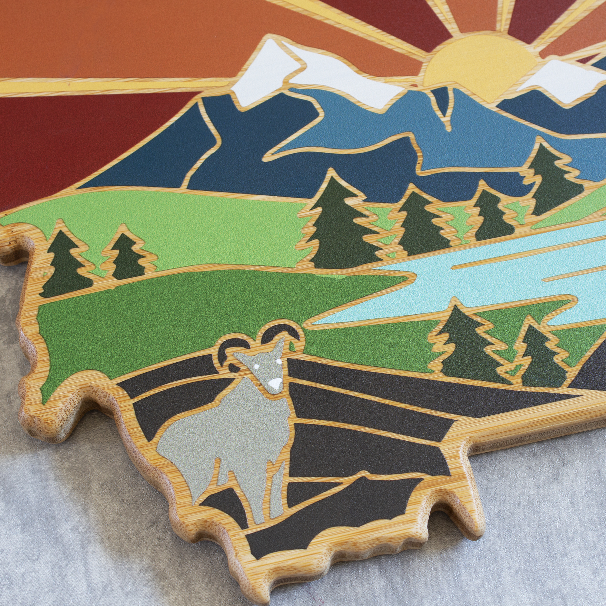 Montana State Shaped Cutting and Serving Board with Artwork by Summer Stokes 4