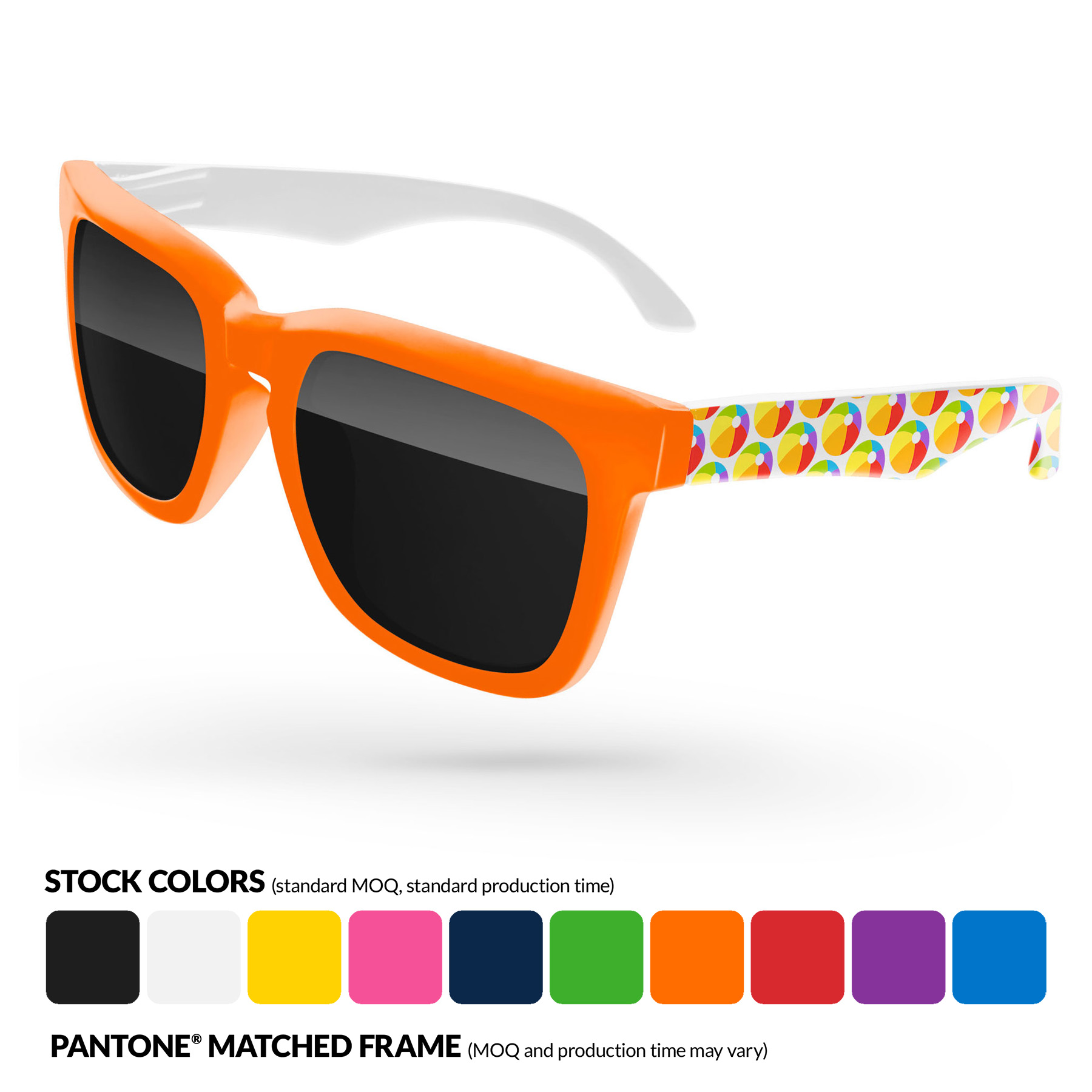 2-Tone Promotional Bold Sunglasses w/ Arms Heat Transfer 3