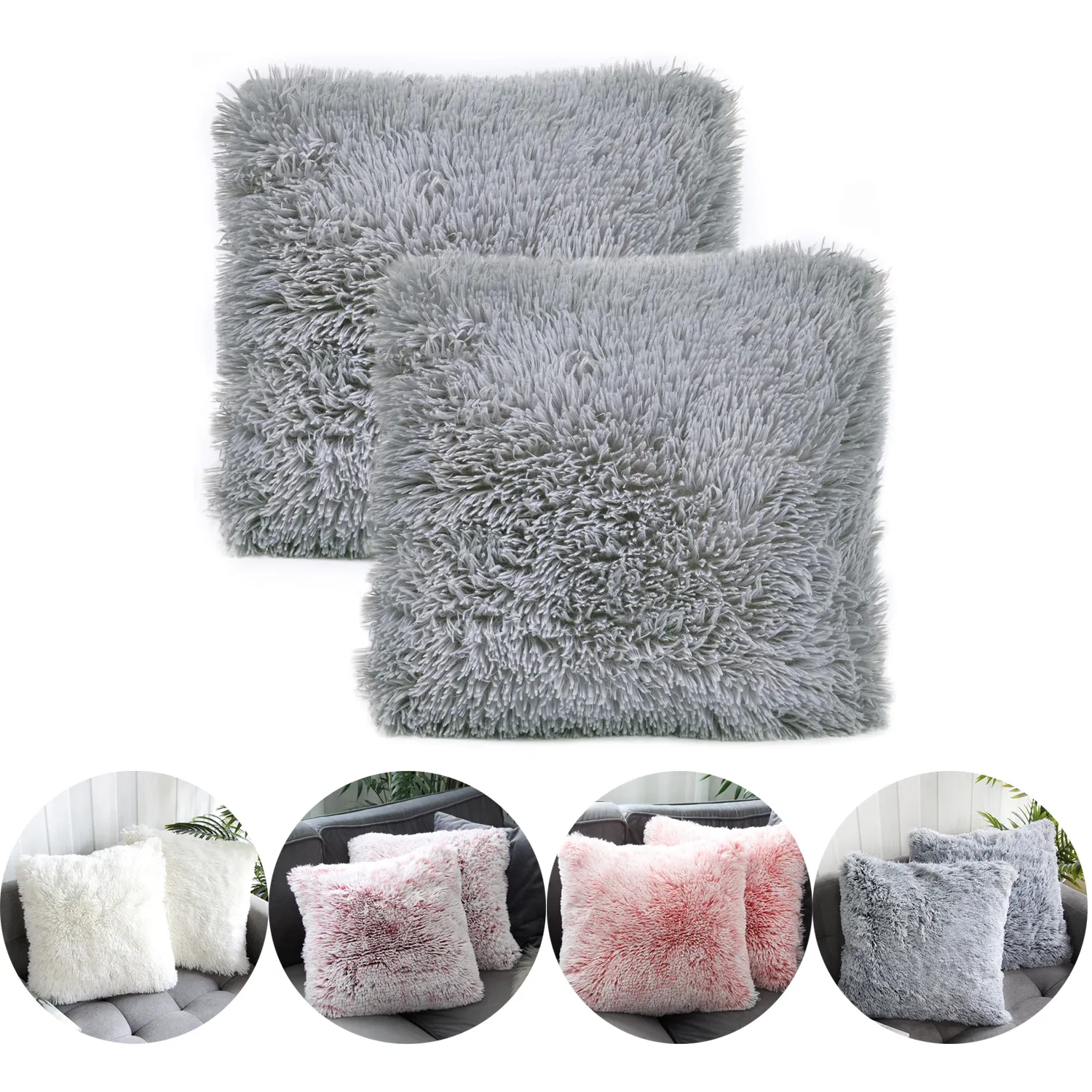 Luxury Series Super Soft Faux Fur Sofa Throw Pillow 2