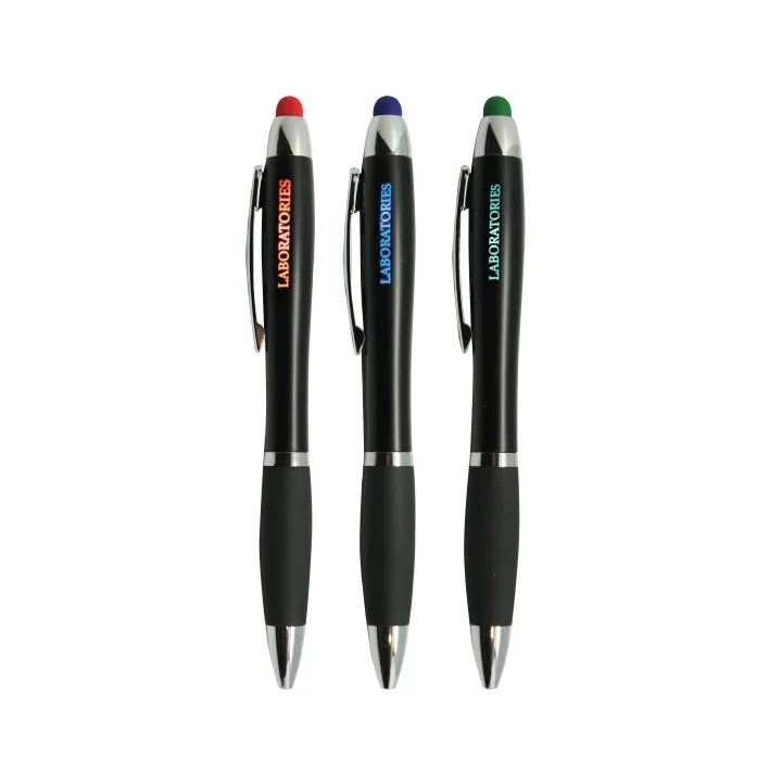 Curvy Plastic Light Up Pen with Stylus
