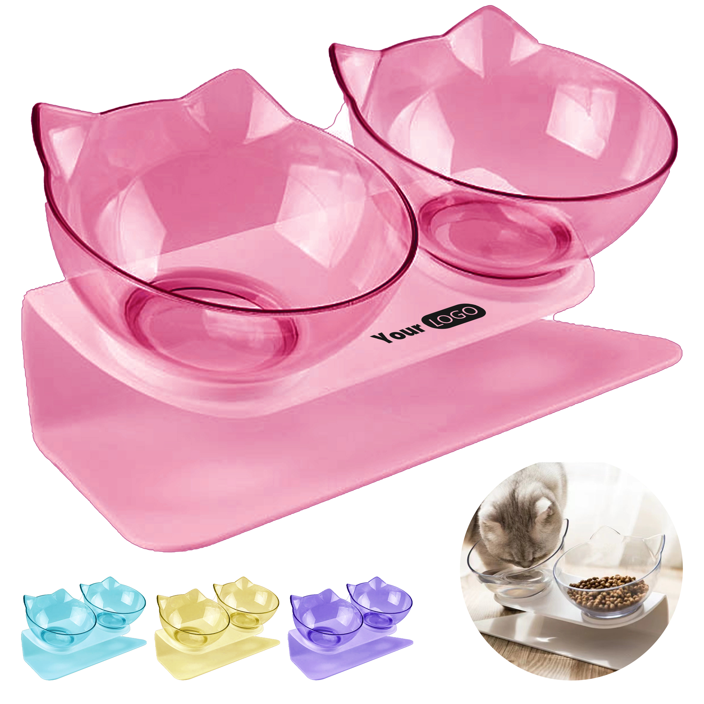 Abs Transparent Double Pet Bowl Set 2