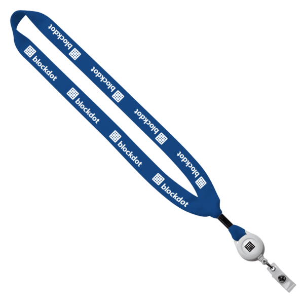 3/4" Cotton Lanyard with Metal Crimp & Retractable Badge Reel 150