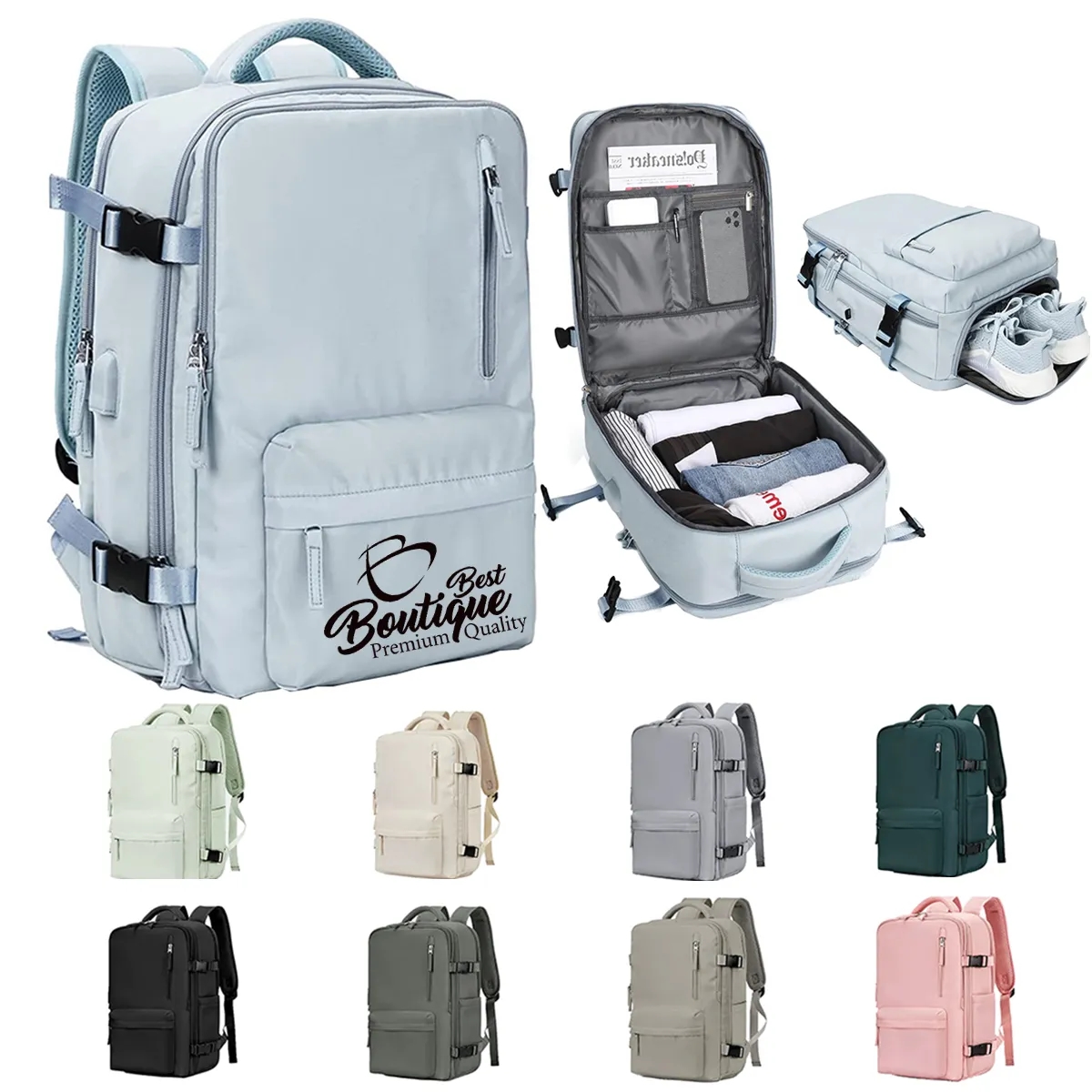 Expandable Flight Approved Backpack With Shoe Compartment 3
