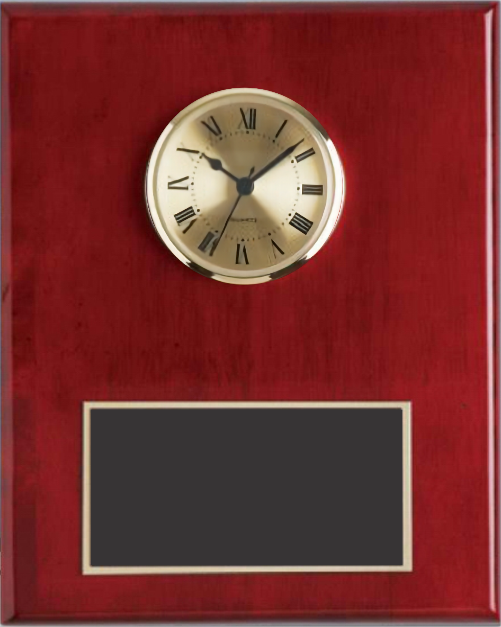 Piano Finish Solid Wood Plaque W/ Clock 11