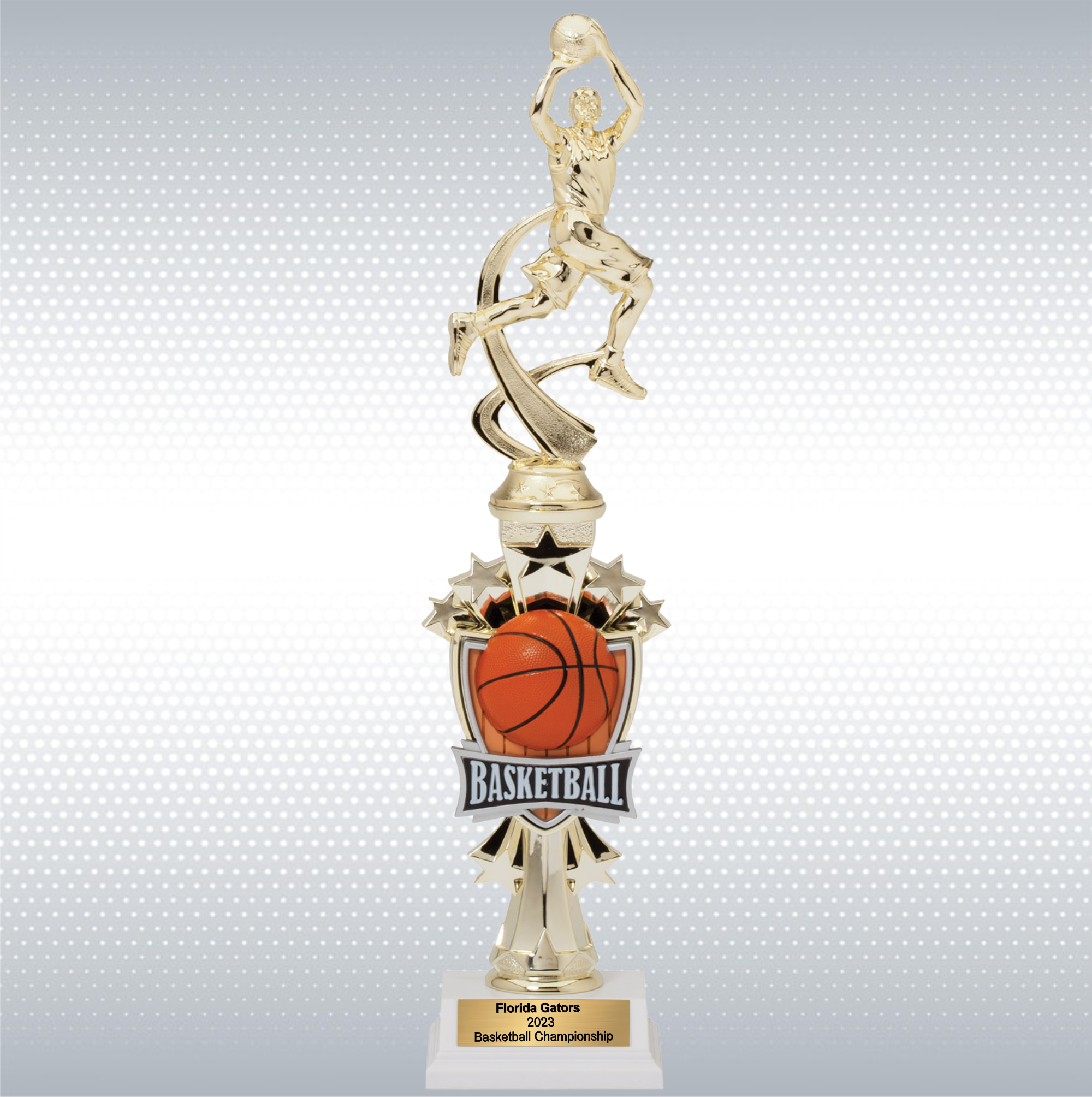 14" Assembled Male Basketball Figure Trophy w/ White Base 1