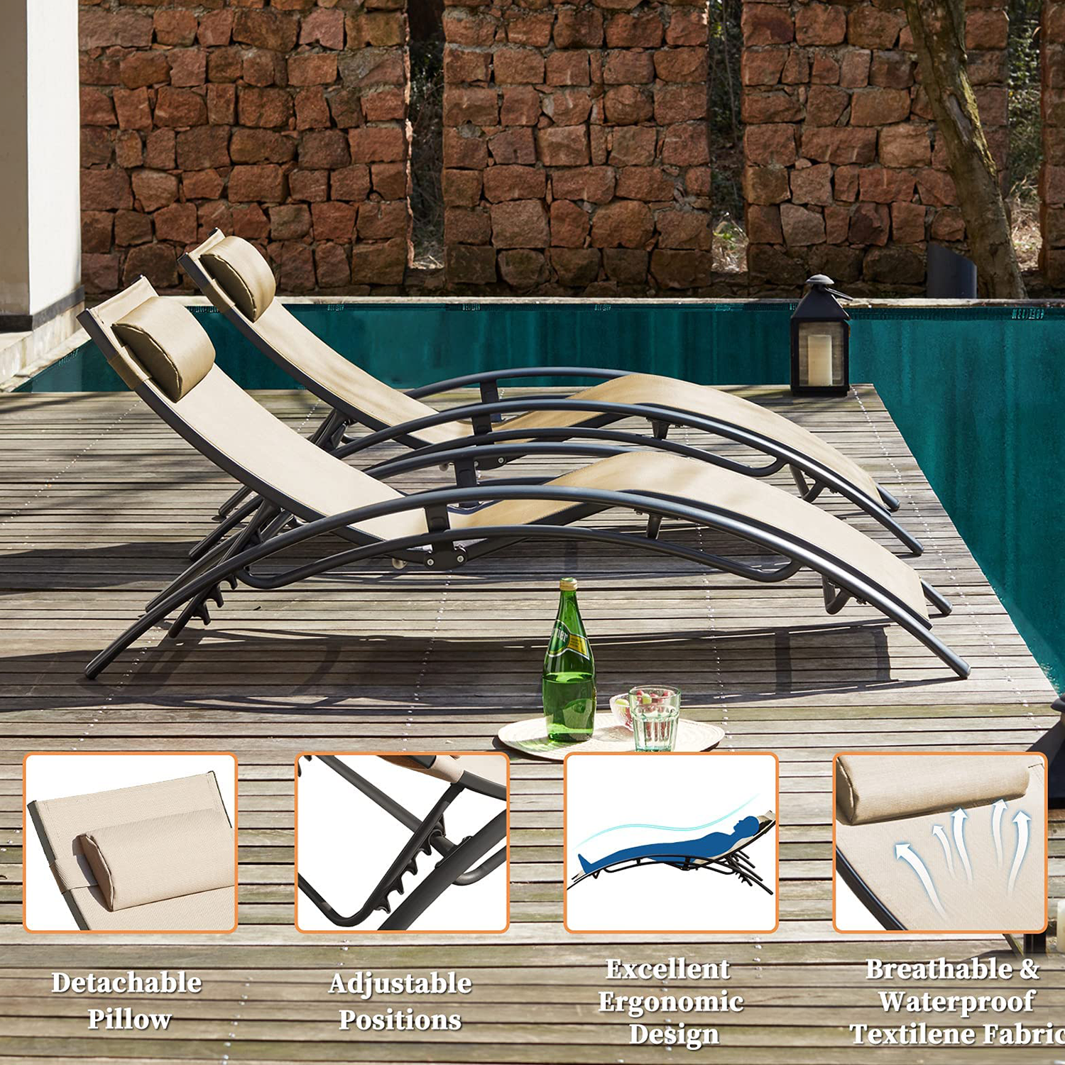 One Outdoor Patio Chaise Lounge Chairs 4