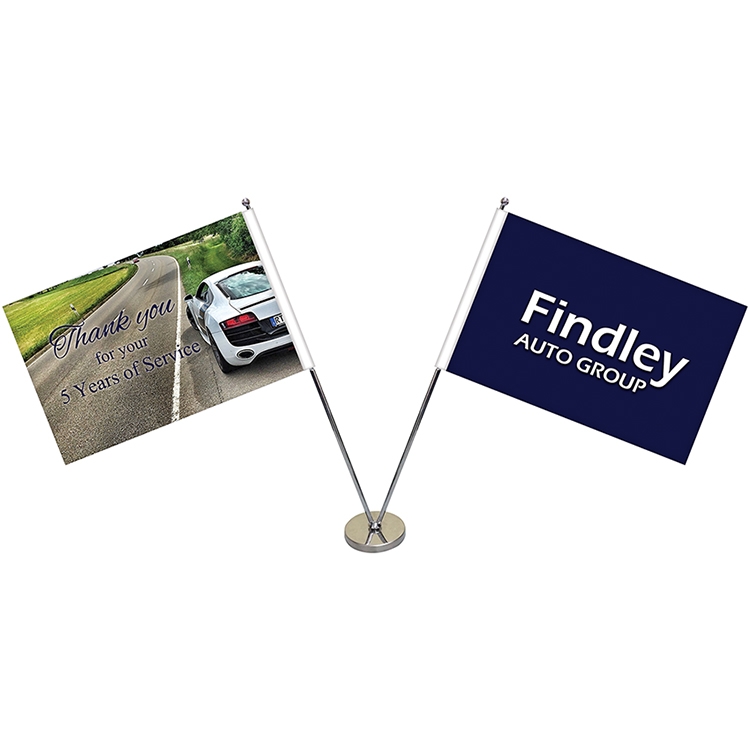 11-19.7" Metal Telescopic Flagpole with Two Double Sided Flags 3