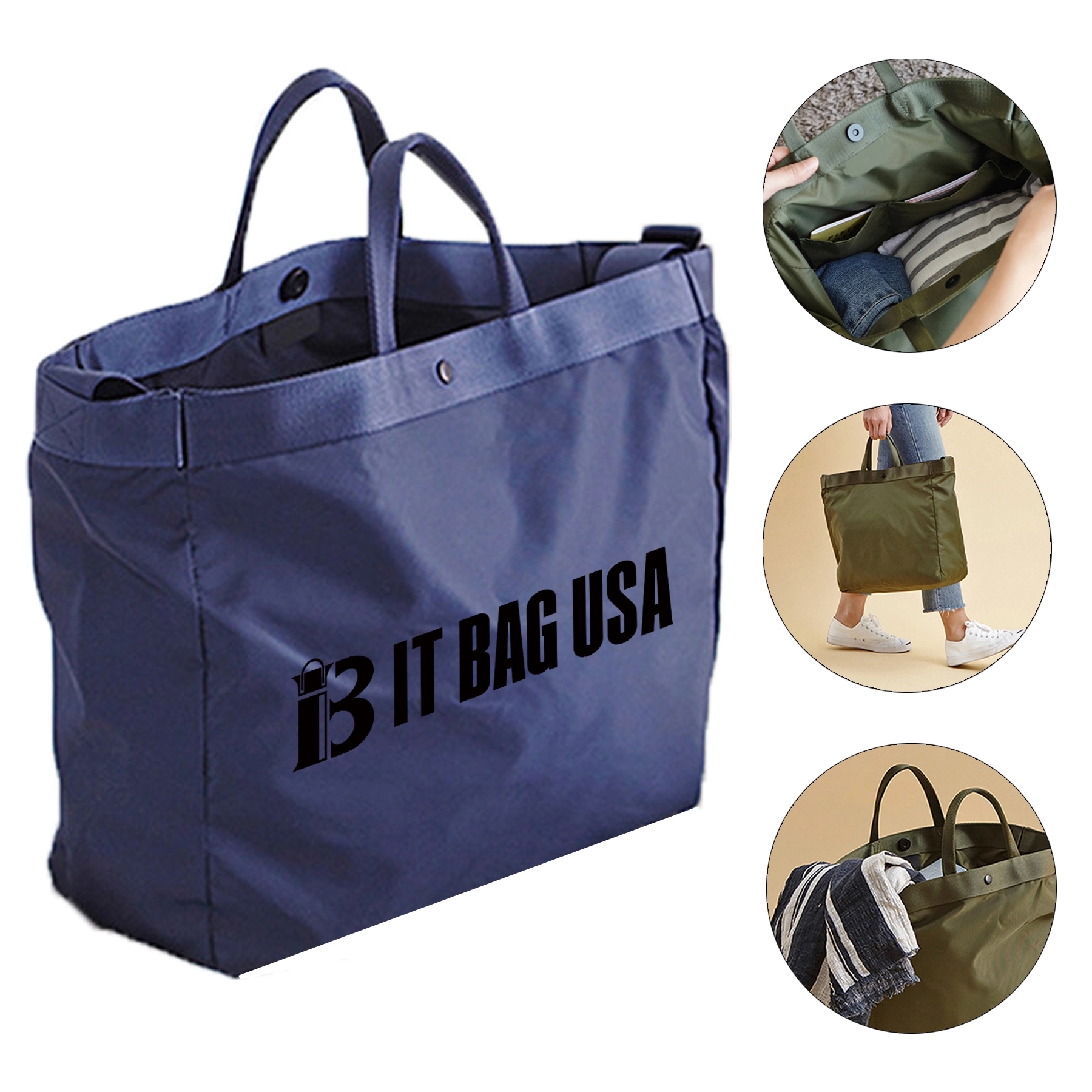 Lightweight Packable Water Resistant Fold Grocery Tote Bag 4