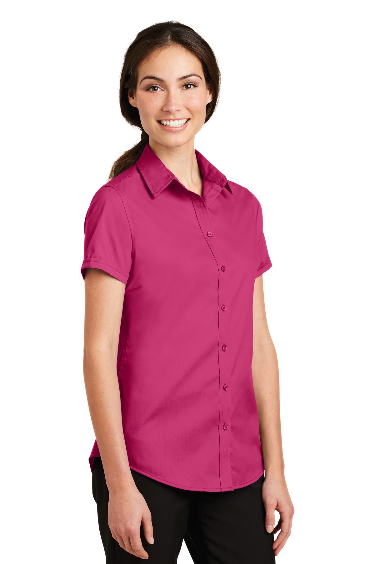 Port Authority Women's Short Sleeve SuperPro Twill Shirt. L664 40