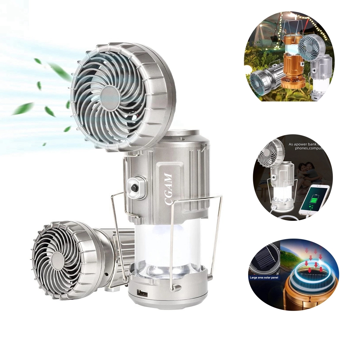 Multi-Function Solar Camping Lantern With Fan 1