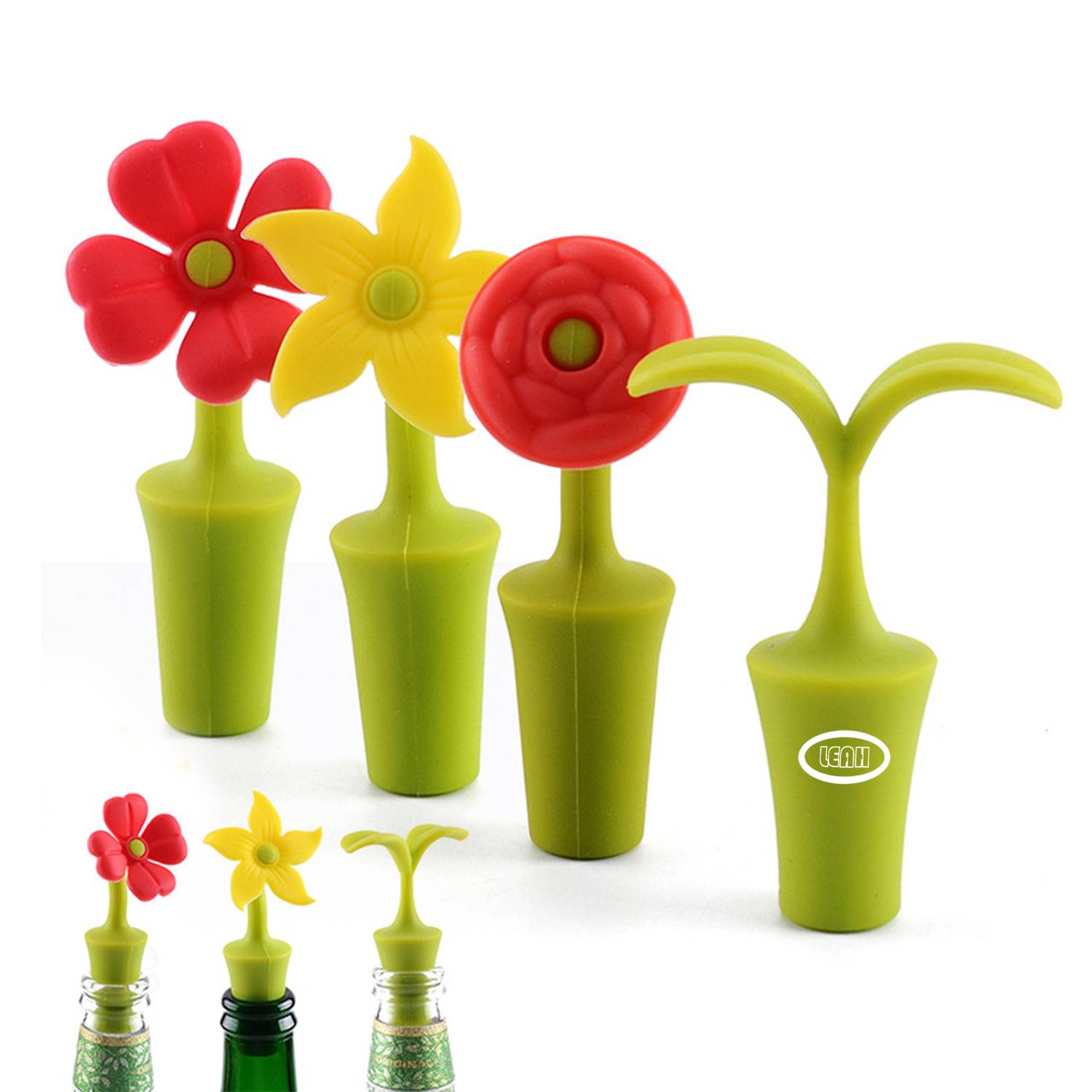Floral Silicone Wine Corks 2