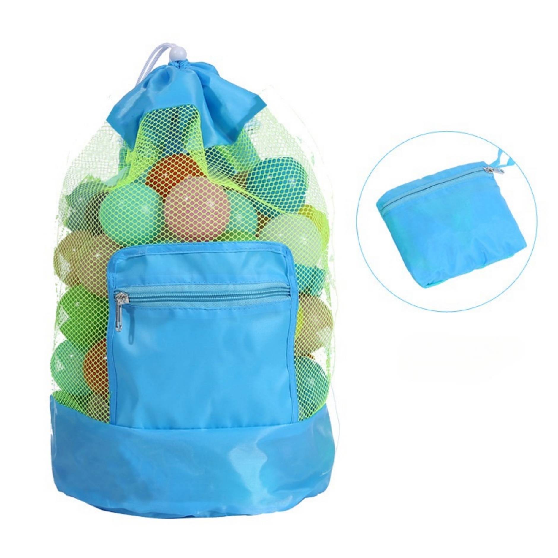 Foldable Mesh Drawstring Beach Backpack 4