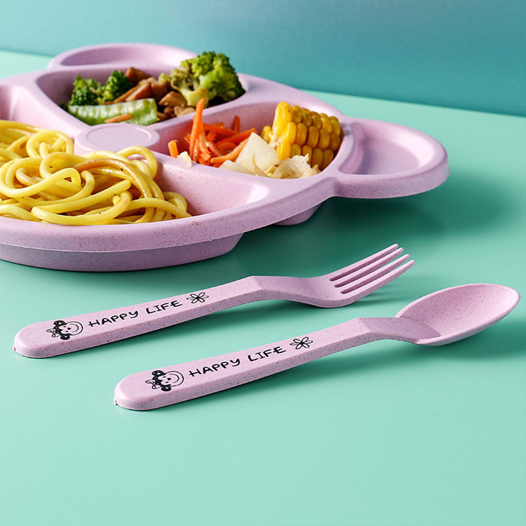 Plastic children's compartment dinner plate 6