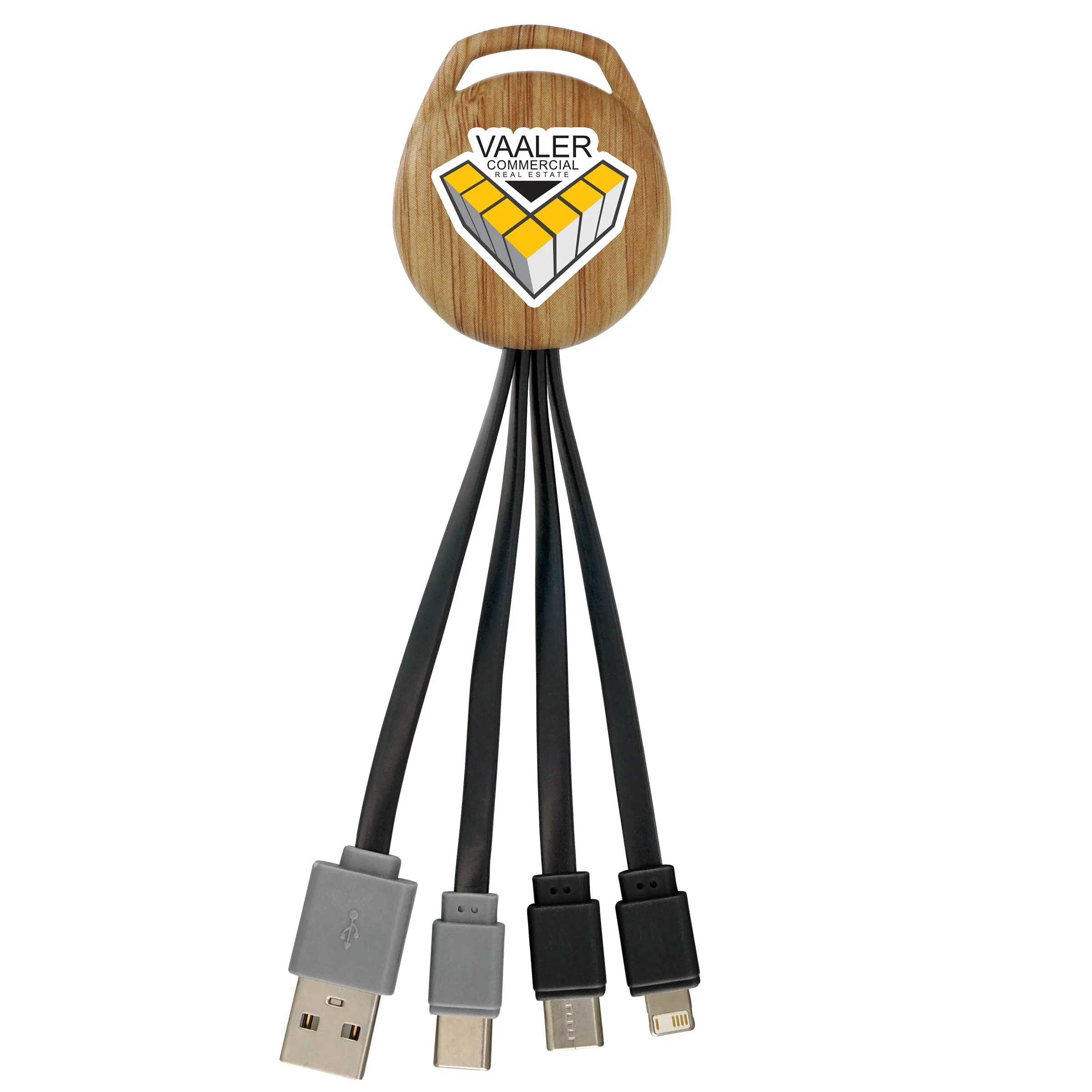 Wood Vivid Dual Input 3-in-1 Charging Cable 3