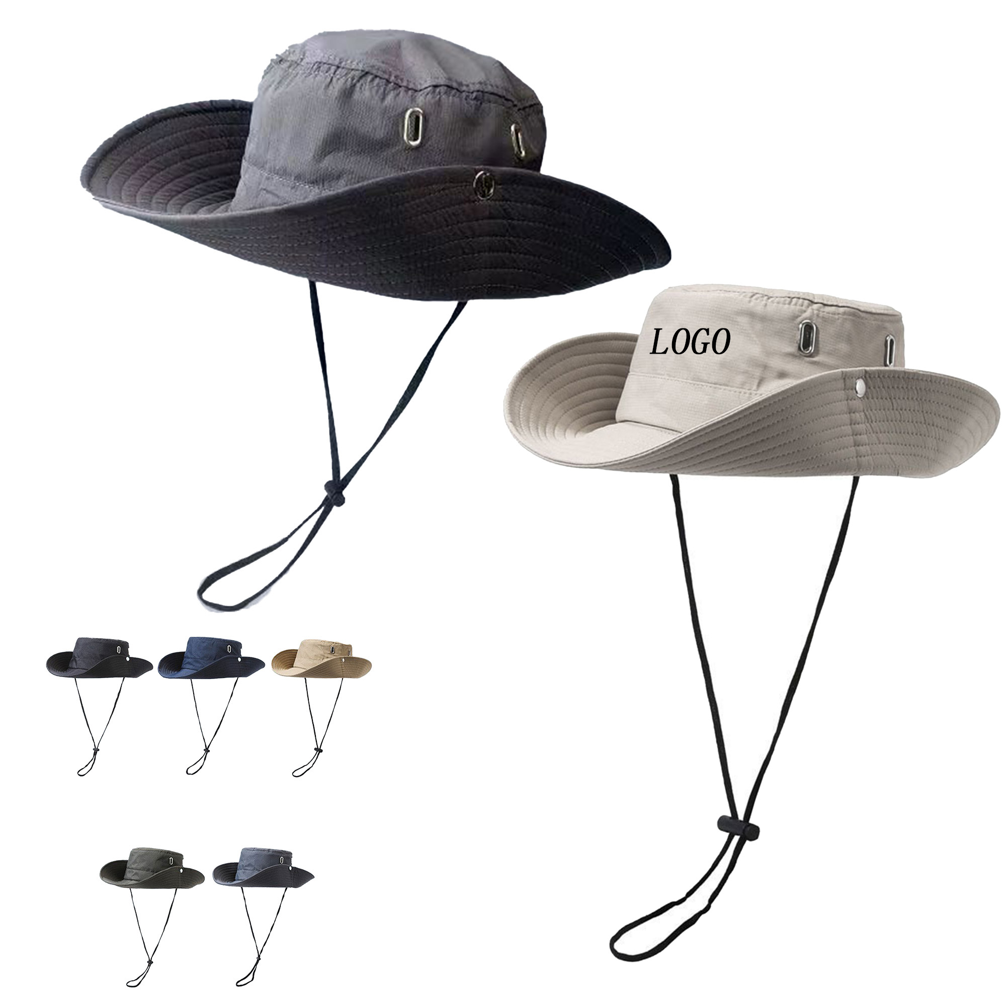 Outdoor Fishing Sun Protection Drawstring Denim Hat 2